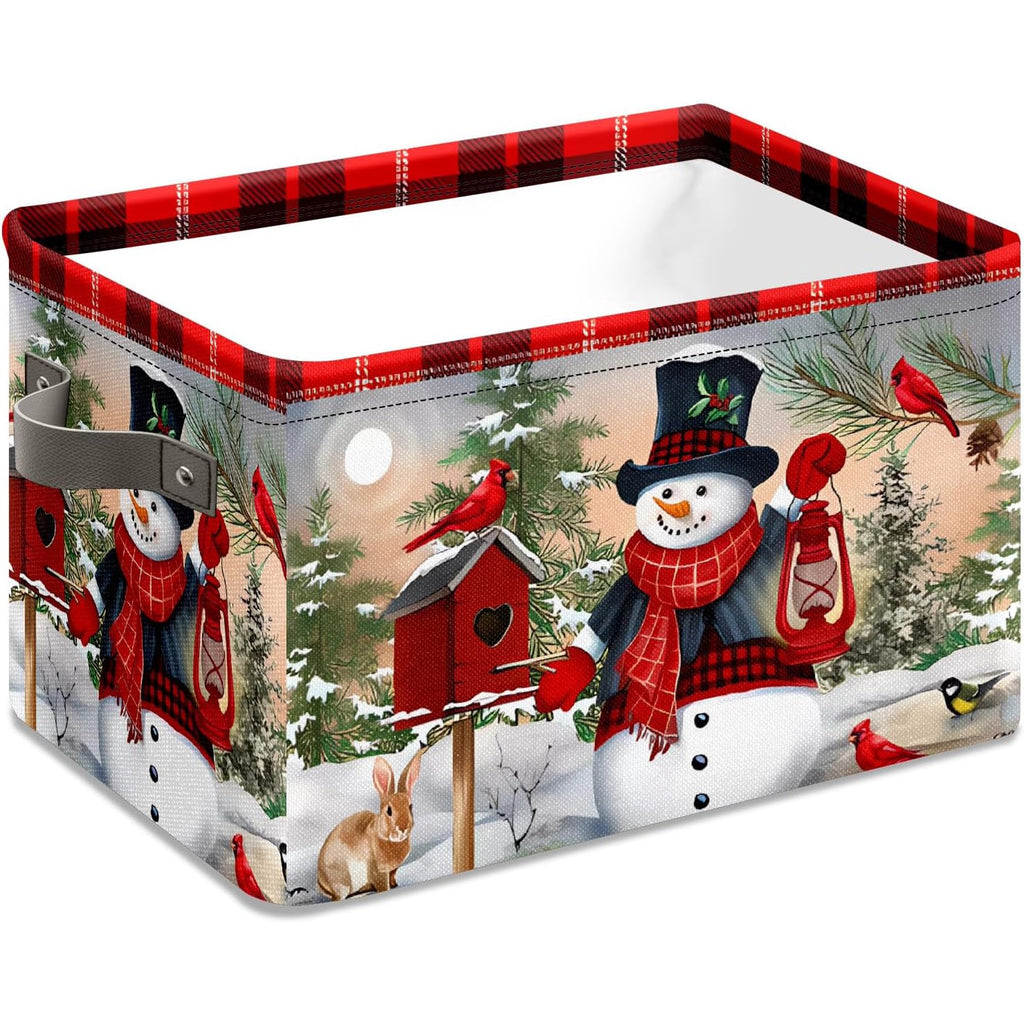Christmas Snowman Fabric Storage Baskets with Handles, 2 count F911
