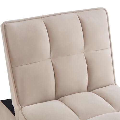 Taupe Velvet Convertible Chair Bed with Adjustable Backrest J1902