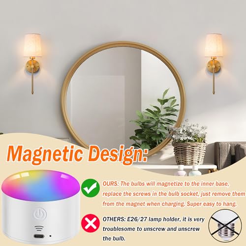 Battery Operated Wall Sconce Set Of Two with Remote Control Dimmable Fabric Linen Shade Y394567
