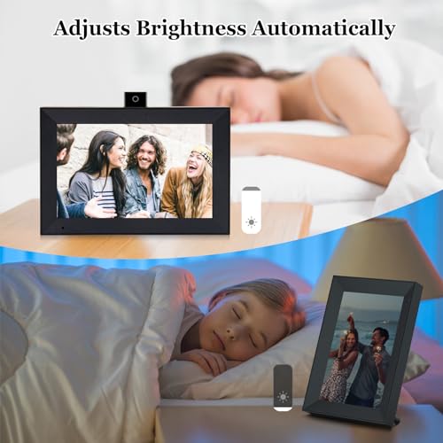 10.1 Inch WiFi IPS HD Touchscreen Digital Picture Frame with Black Wood Frame M947