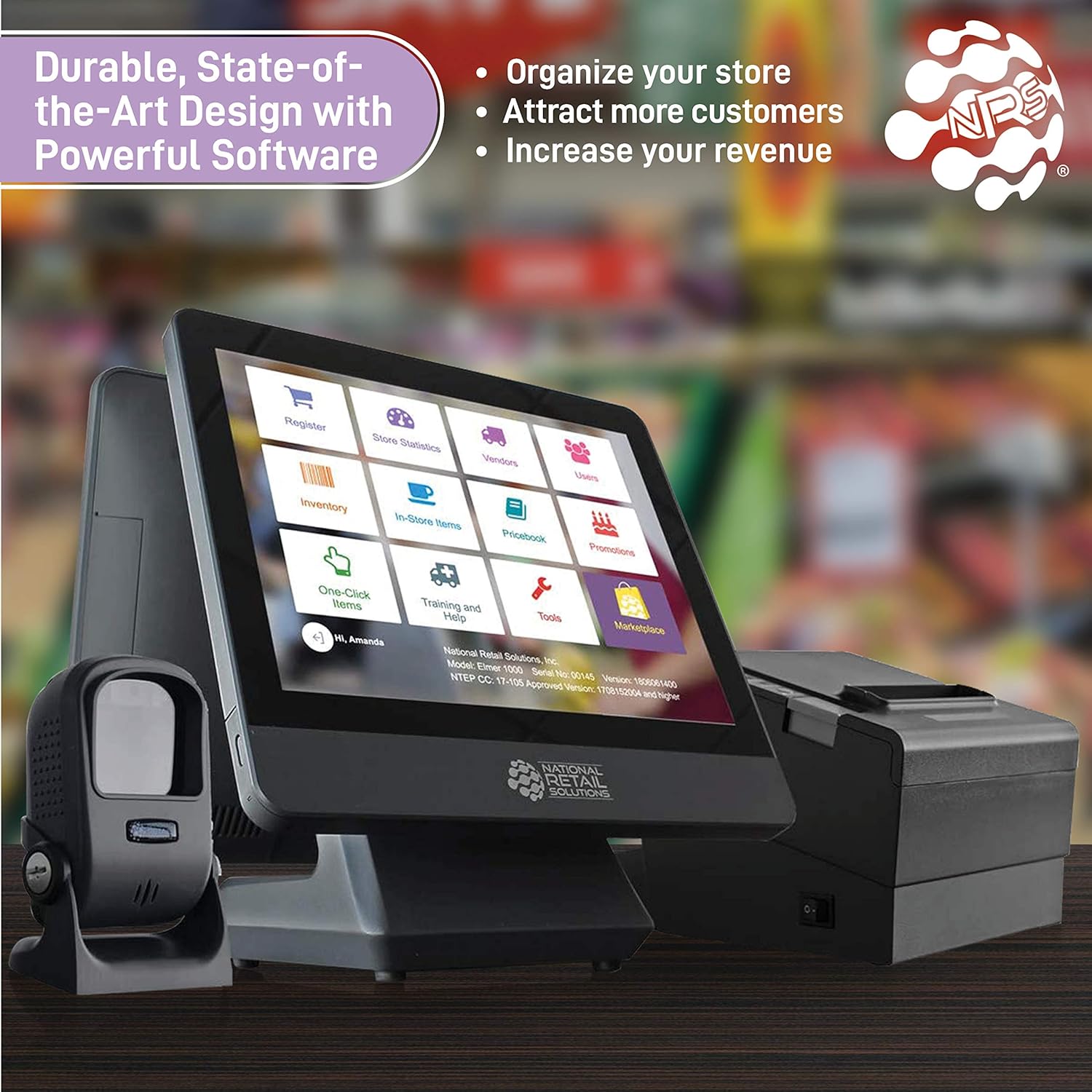 POS System Bundle with Touch Screen Monitor, Barcode Scanner & Thermal Receipt Printer I365342