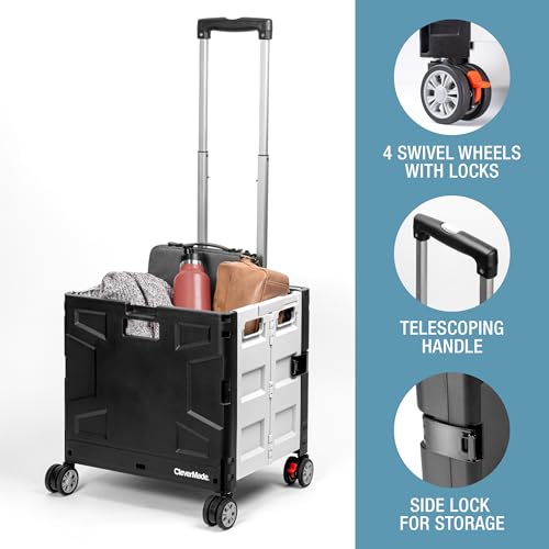 35L Black/Cream Collapsible Wheeled Crate with Lid Z29063