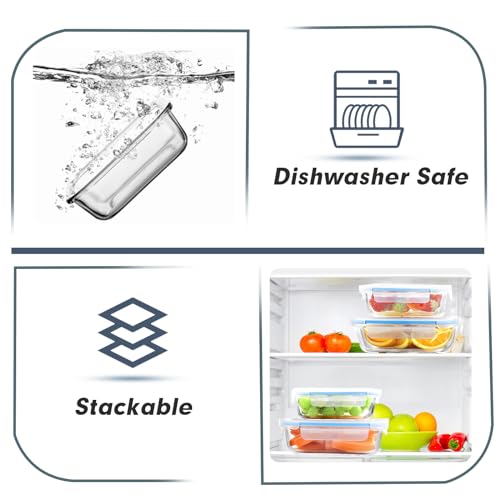 10 Packs Glass Food Storage Containers with Lids F386