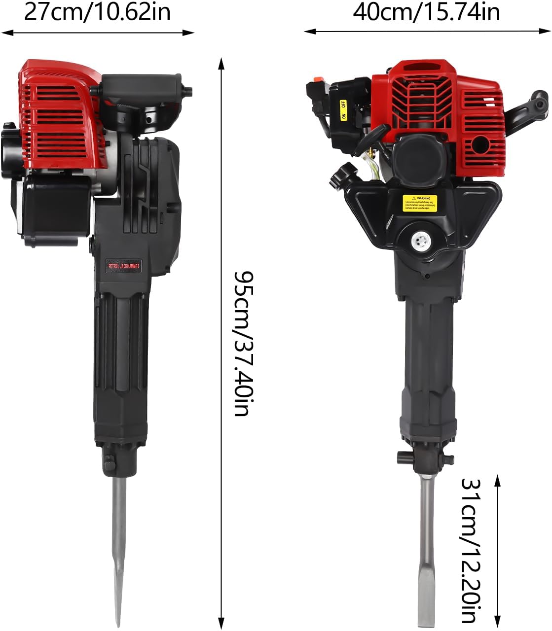 52CC 2 Stroke Gasoline Concrete Breaker with 2 Chisels L77602