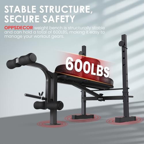 8 in 1 Adjustable Weight Bench with Squat Rack Leg Extension & Leg Curl Foldable Workout Bench P2628