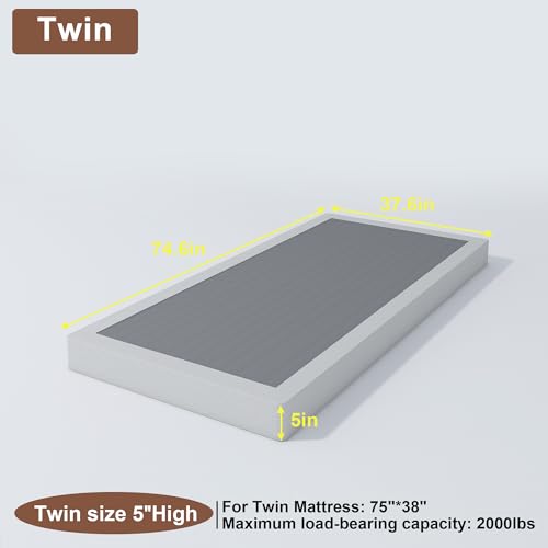Twin Box Spring with Fabric Cover Set, 5 Inch Twin Size O4003
