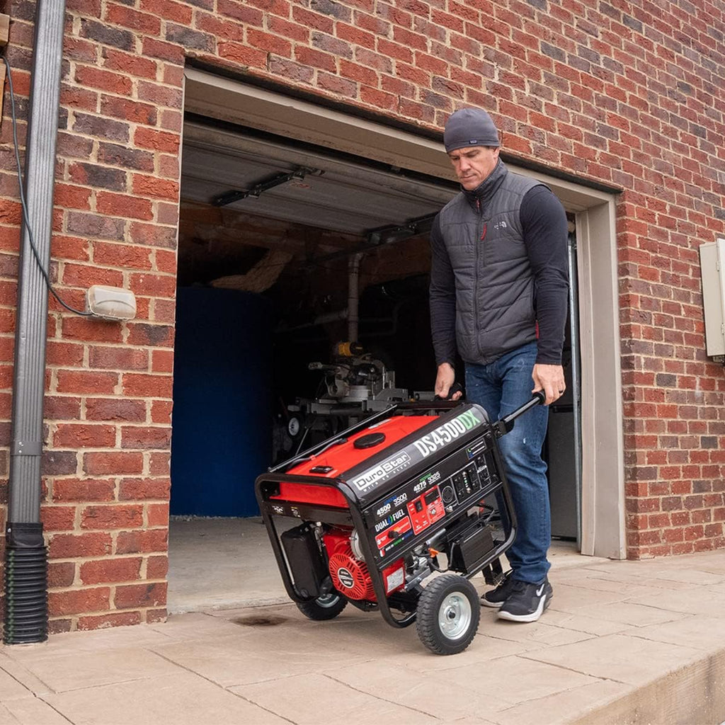 Dual Fuel Portable Generator 4850 Watt Gas or Propane Electric Start Red Black O51681