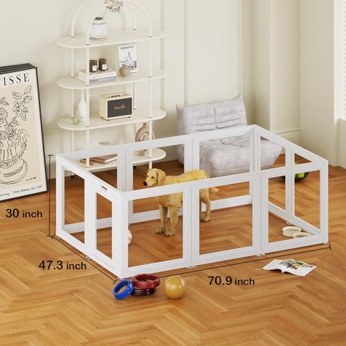 White 10 Pcs Clear Plastic Dog Playpen J6545