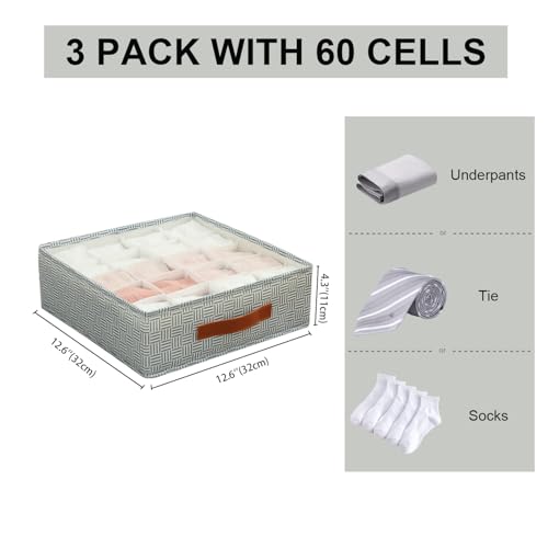 White 60 Cell Fabric Drawer Organizer A3552