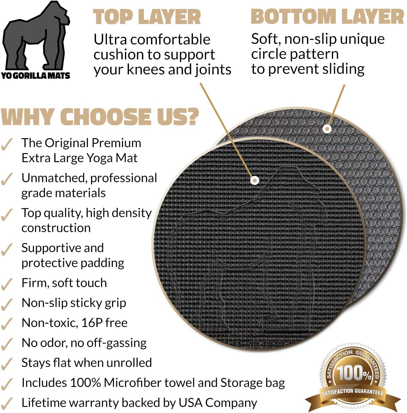 Large 6' x 4' x 8mm Non-Slip Yoga Mat N665