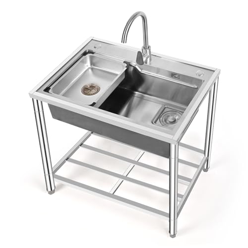 Stainless Steel Freestanding Single Bowl Sink with Faucet N823