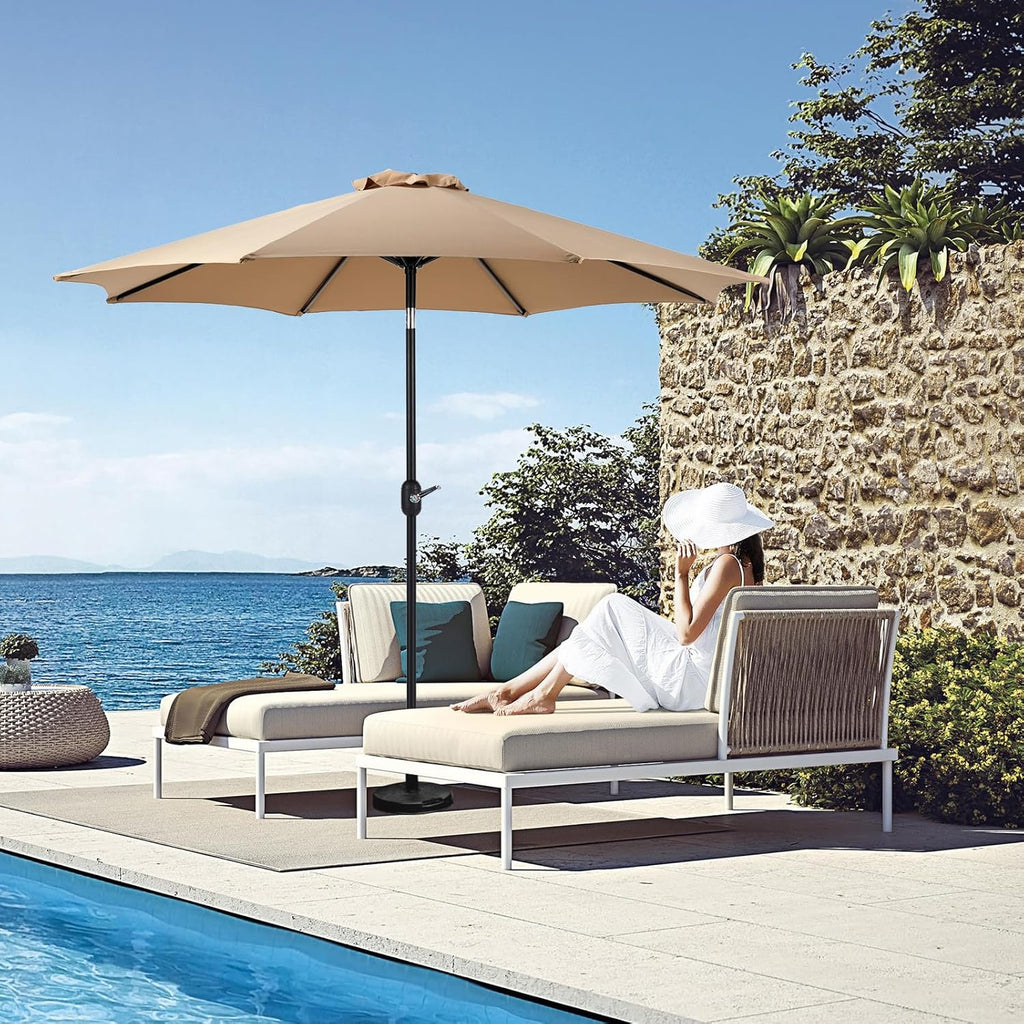 Tan 9' Outdoor Patio Umbrella with 8 Ribs E98106