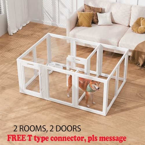 White 10 Pcs Clear Plastic Dog Playpen J6545