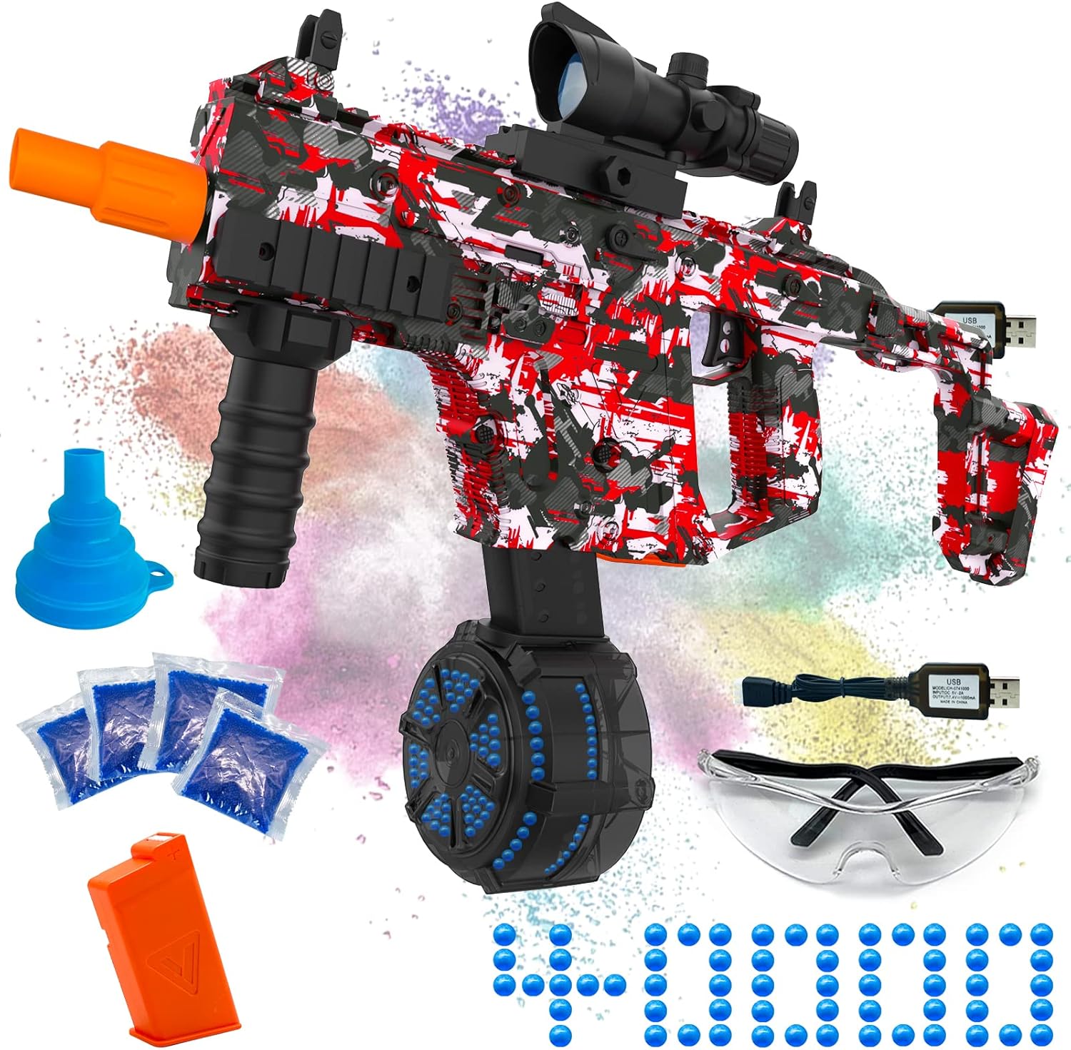 Red Electric Gel Ball Blaster with Goggles Z919082
