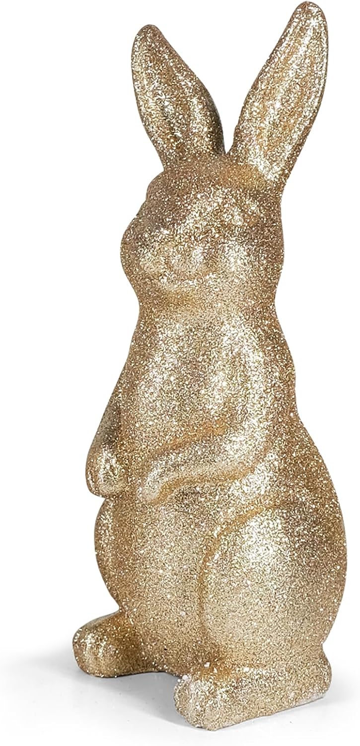Golden Polyresin Bunny Easter Decor Statue G727