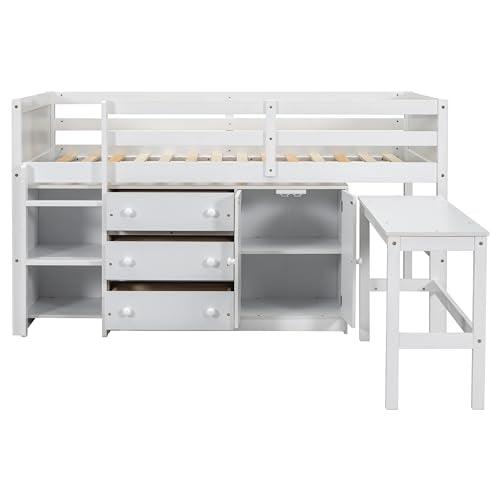 White Full Size Platform Bed with Storage Headboard and 2 Drawers V251096