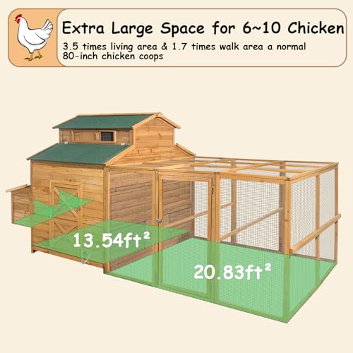 112" Large Wooden Chicken Coop with Chicken Run & Nesting Box S2990