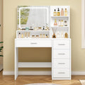 White Vanity Desk with 5 Drawers & Mirror O30456