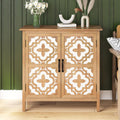 Hand-Carved Sideboard Buffet Cabinet with Doors and Shelf, Antique Brown U757
