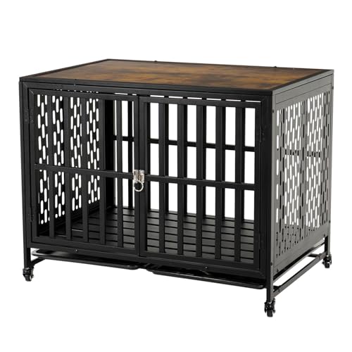 42 inch Black Heavy Duty Dog Crate Furniture D257264