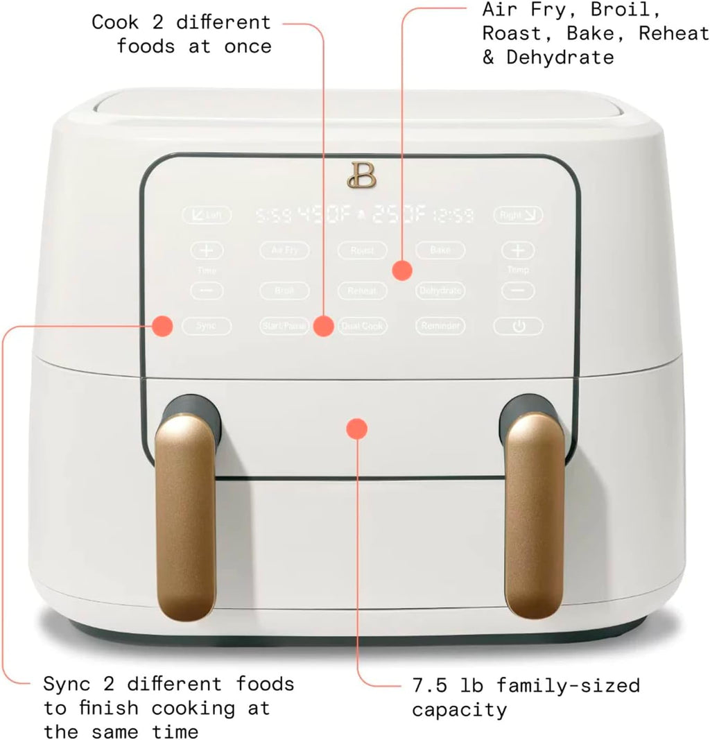 9QT TriZone Air Fryer White Icing L388475