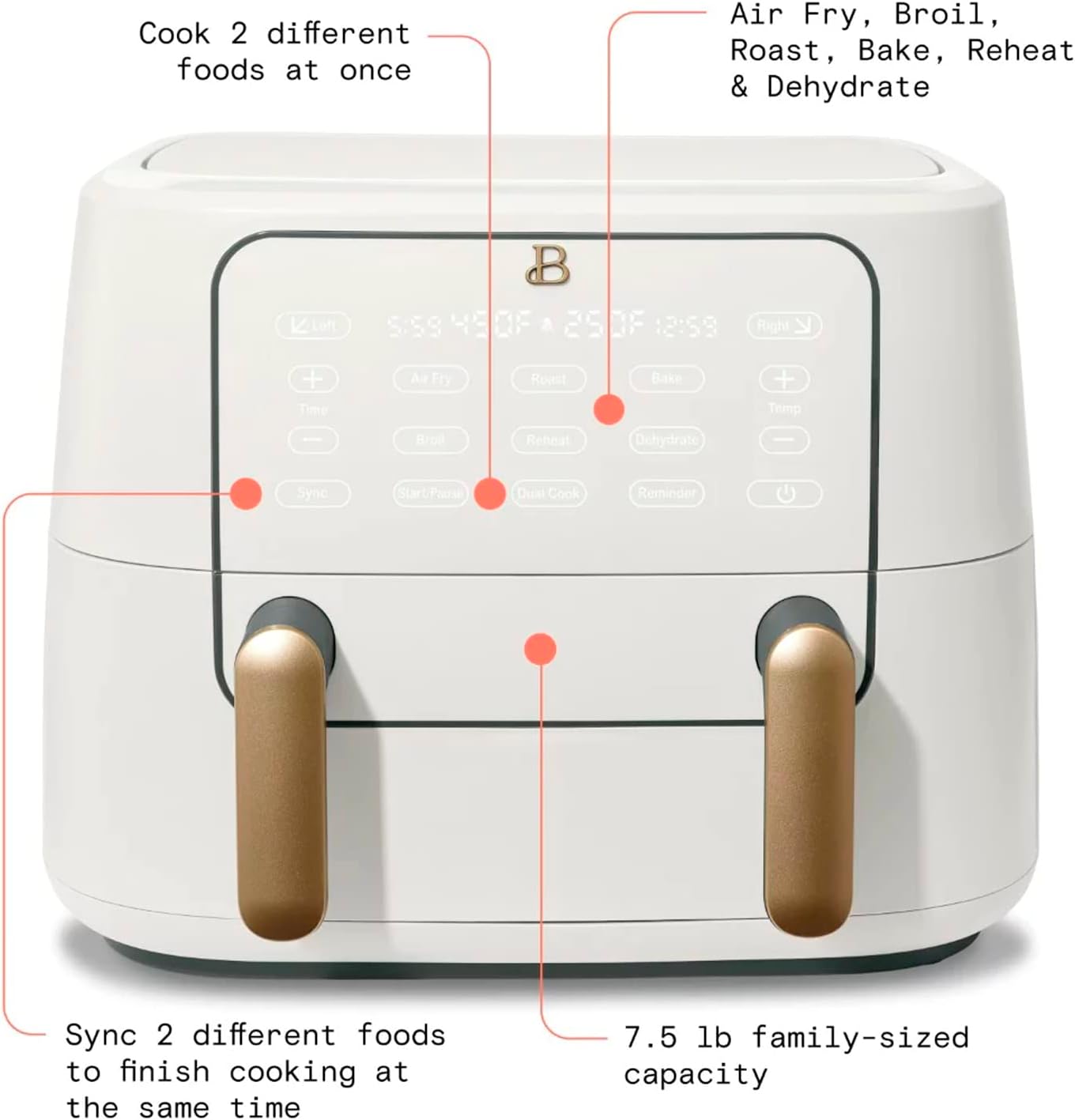 9QT TriZone Air Fryer White Icing L388475