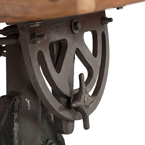Adjustable Height Drafting Table with Iron Cast Base and Reclaimed Mango Wood Table Top W875560