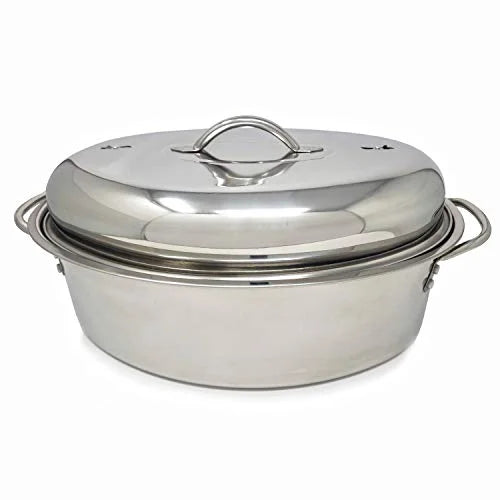 Stainless Steel Turkey Roaster Pan With Lid & Wire Rack B632108
