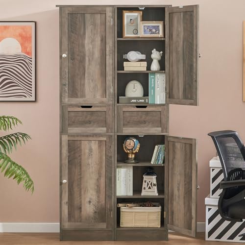 White 67" Tall Bathroom Cabinet with 2 Doors & 1 Drawer V844148