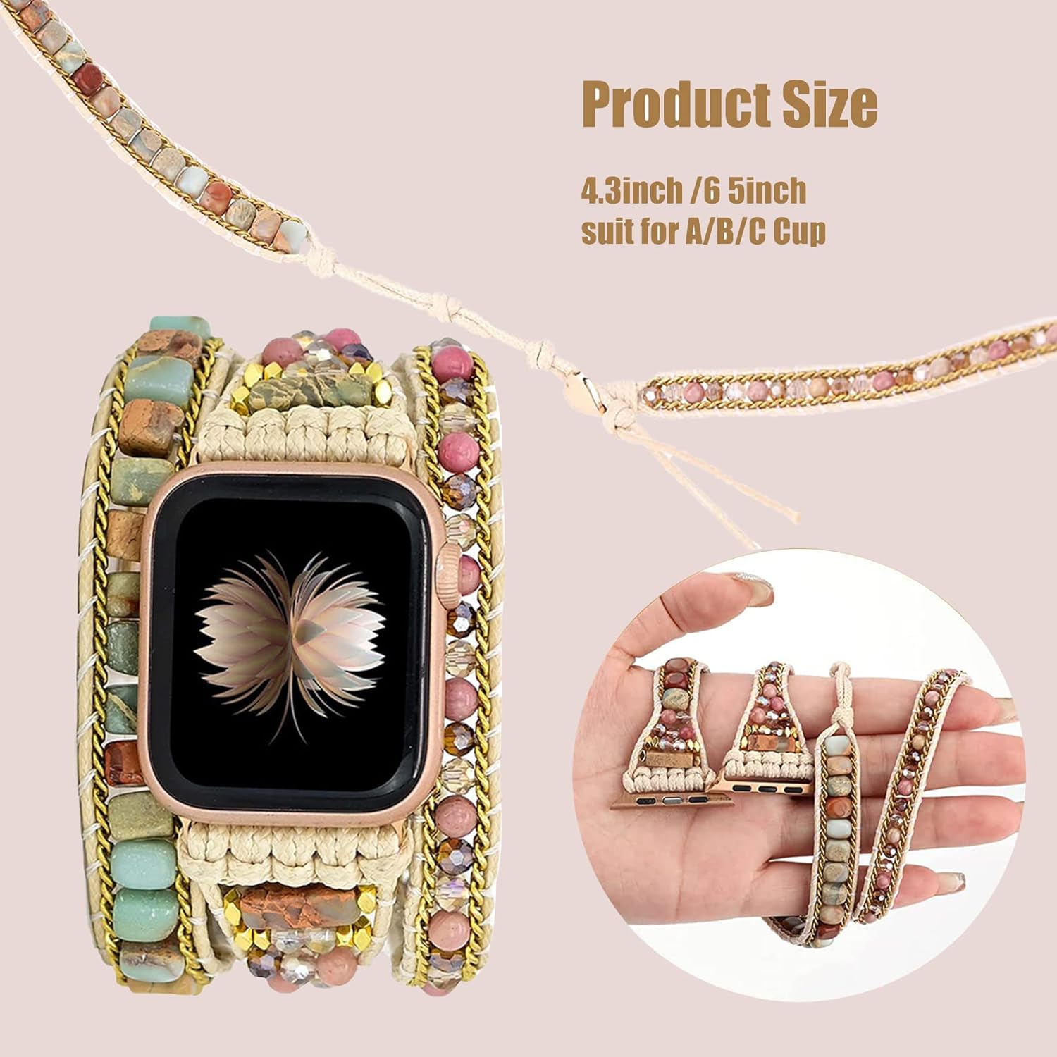 Beaded Watch Band for Apple Watch 42/44/45mm K39084