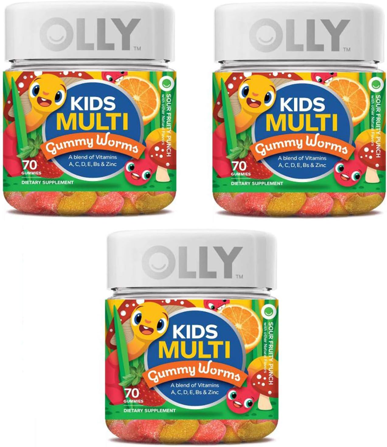 70 Gummies Sour Fruity Punch Flavor Multivitamin Gummy (3 Pack) P624