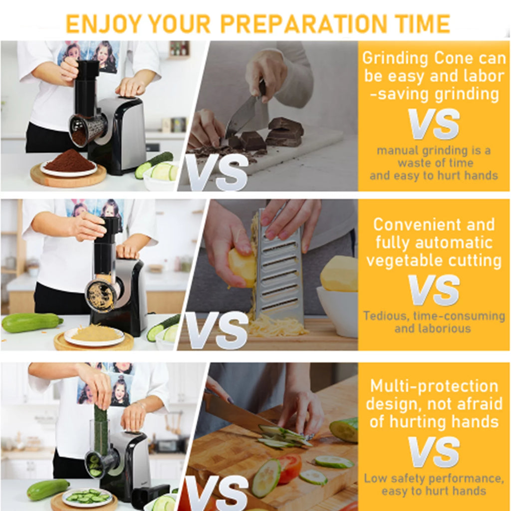 Electric Cheese Grater, 5 in-1 Vegetable Slicer, 150W Z229