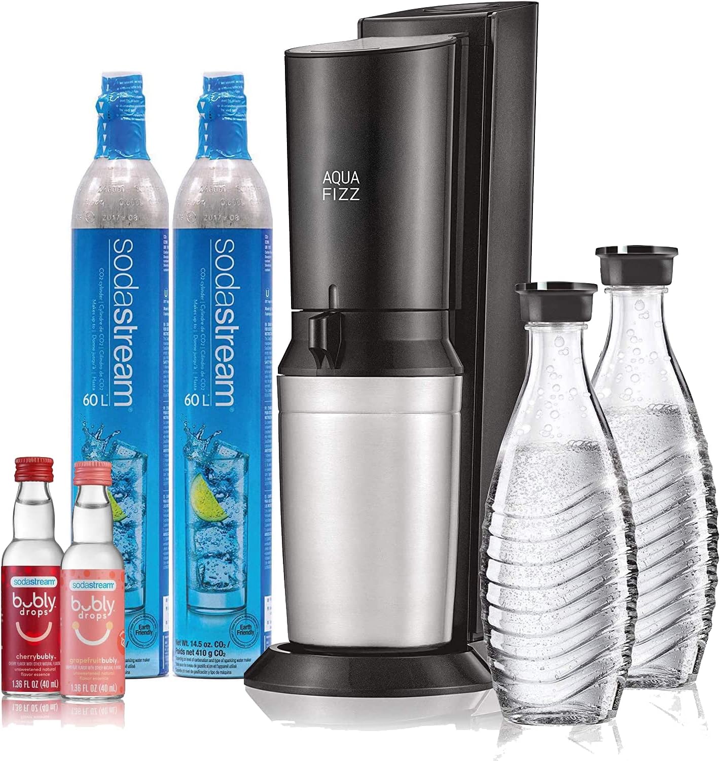 Black Sparkling Water Machine with Co2 and Glass Carafes U4608