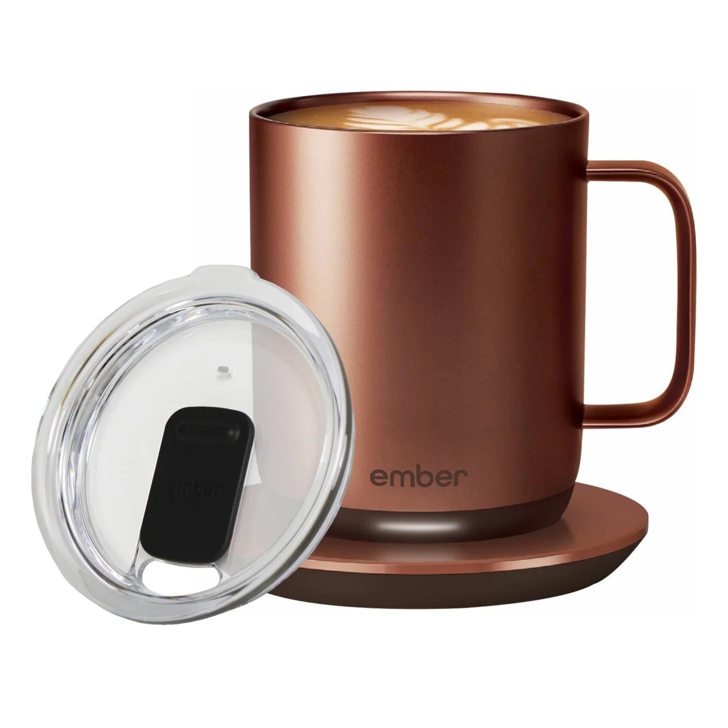 14 oz Grey Heated Coffee Mug with Splash-Proof Sliding Lid O4252