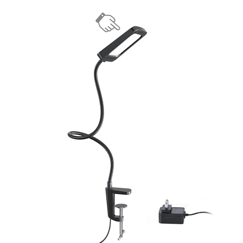 LED Desk Lamp with Clamp, 3-Level Dimmable, Flexible Gooseneck Q774