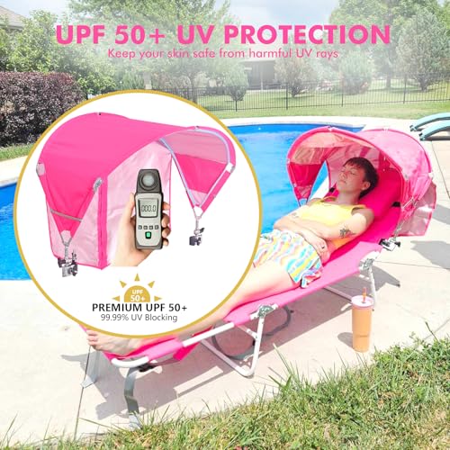 2 Pack Folding Lounge Chair with Face Hole UPF 50+ Sun Shade Q135399