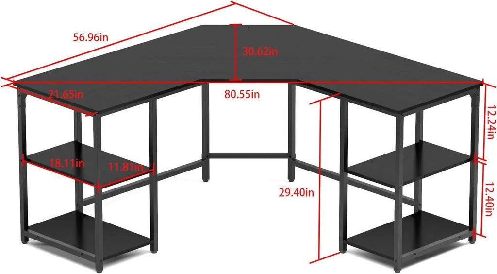 L-Shaped Corner Desk with Shelves H98400