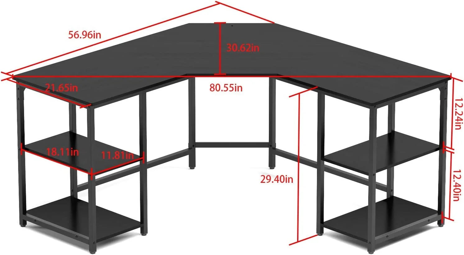 L-Shaped Corner Desk with Shelves H98400