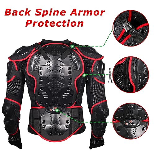 Black L Removable Full Body Armor Motorcycle Jacket V2583