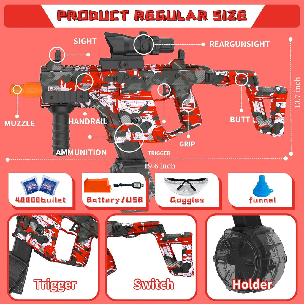 Red Electric Gel Ball Blaster with Goggles Z919082