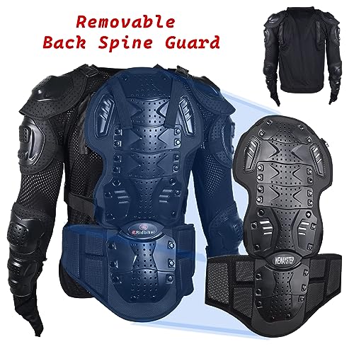 Black L Removable Full Body Armor Motorcycle Jacket V2583