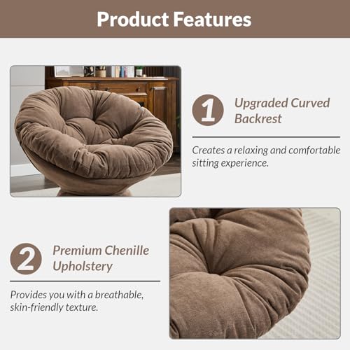 Yellow Chenille Upholstered Swivel Papasan Chair E560