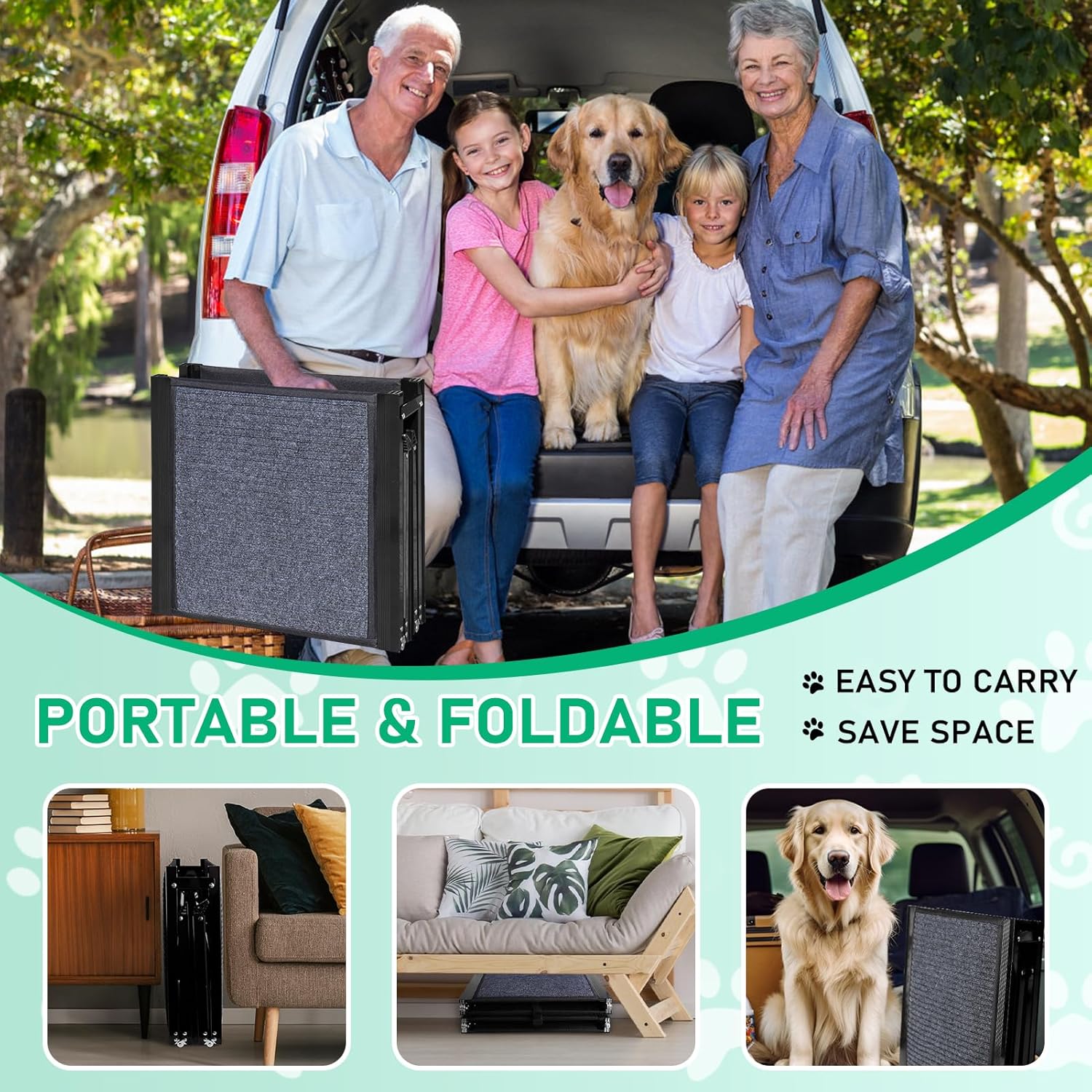 19.7" Wide 67" Long Folding Large Dog Ramp with Non-Slip Surface G630260
