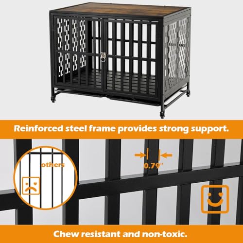 42 inch Black Heavy Duty Dog Crate Furniture D257264