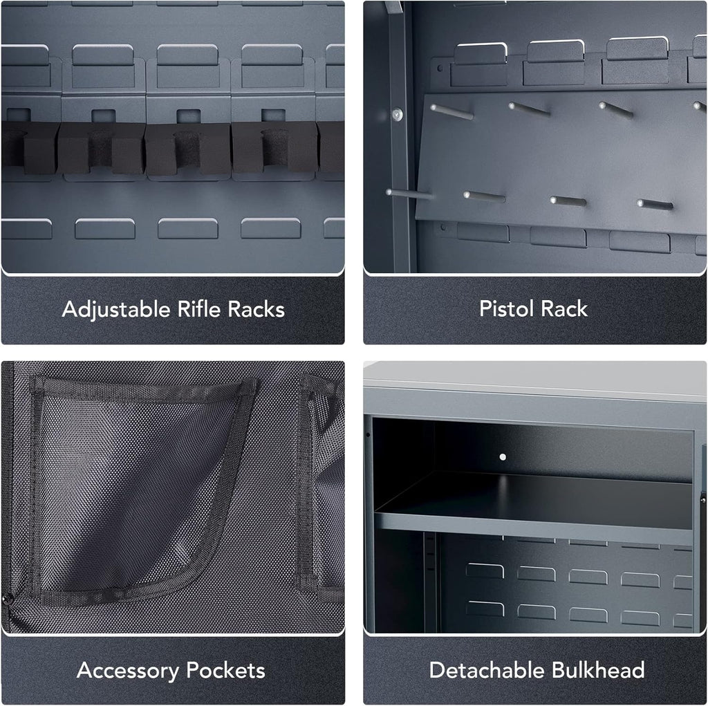Large Gun Safe with Biometric Fingerprint Keypad Locks, 56*20*15 In W8284