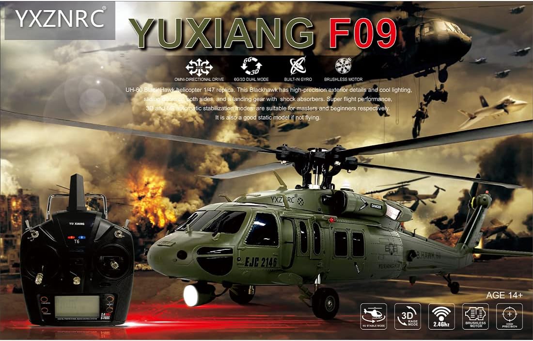 2.4G 6CH Brushless Direct Drive Remote Control Military Helicopter H393705