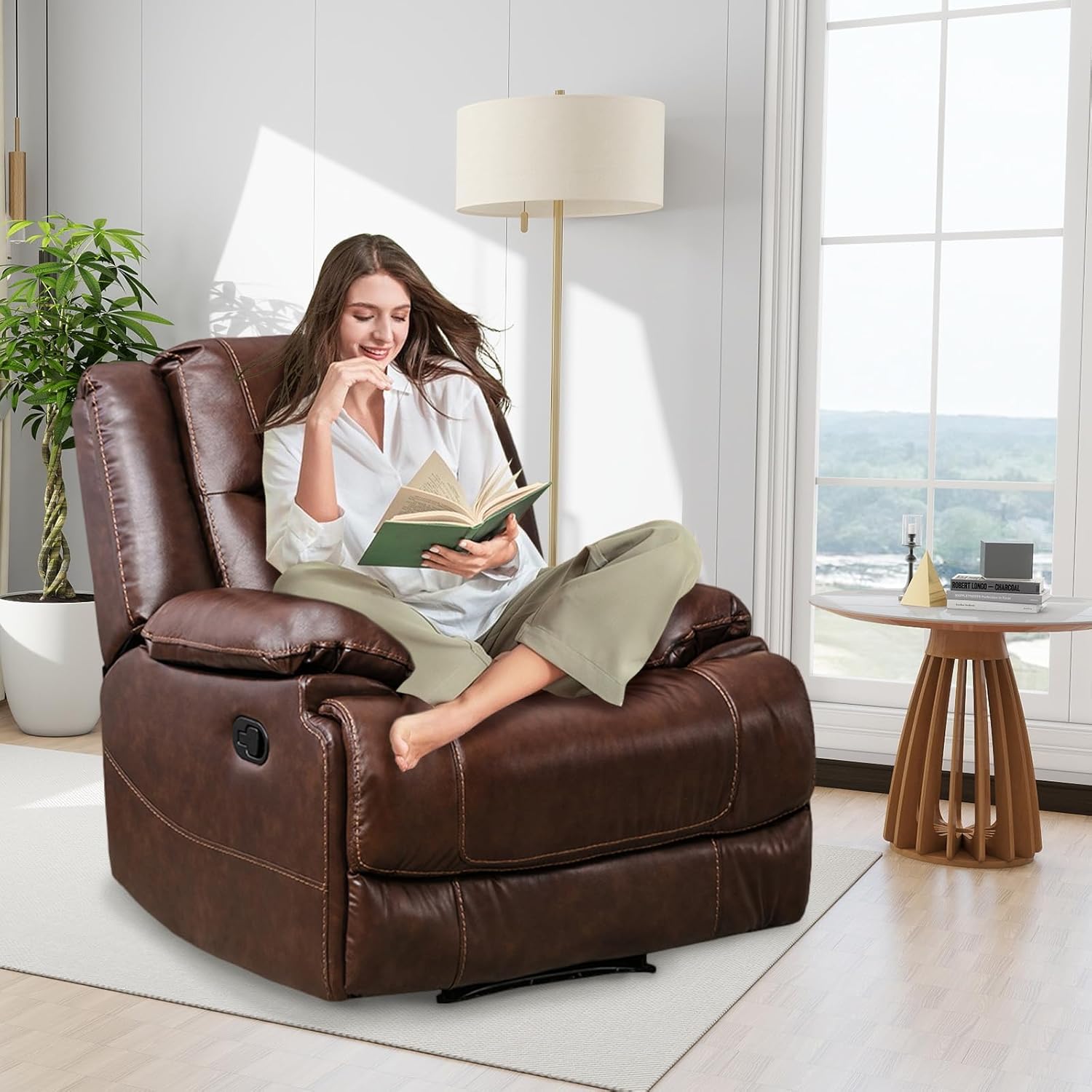 Genuine Leather Manual Reclining Chair T392804