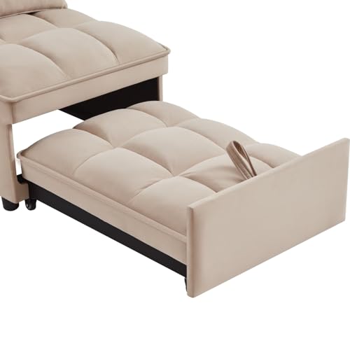 Taupe Velvet Convertible Chair Bed with Adjustable Backrest J1902