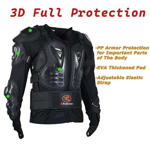 Black L Removable Full Body Armor Motorcycle Jacket V2583