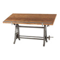 Adjustable Height Drafting Table with Iron Cast Base and Reclaimed Mango Wood Table Top W875560